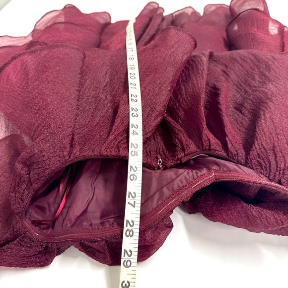 NWT Altar’d State Burgundy Strapless Tiered Ruffle Mini Dress – Size S - Picture 7 of 8